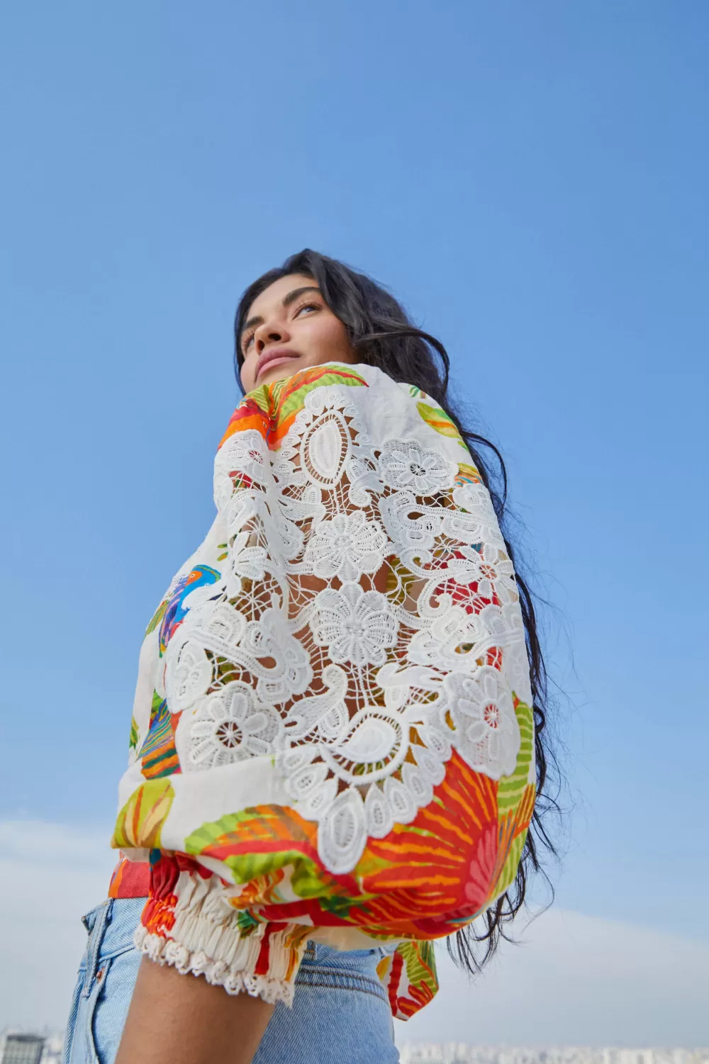 OFF WHITE BLOUSE | Forest Birds Print | FARM Rio Flash Sale