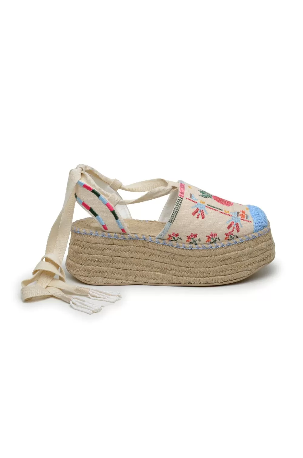 Off White Paradise Espadrille Platform Sandal | FARM Rio Shop