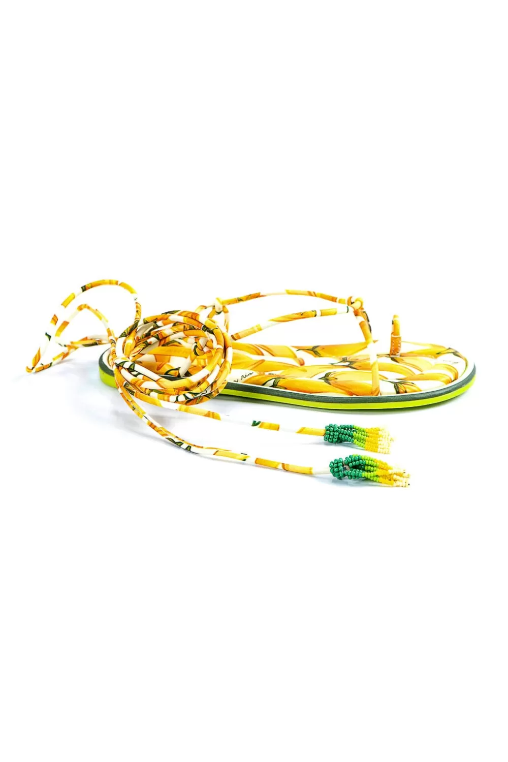 Off White Peppers Lace Up Flat Sandal | FARM Rio Shop