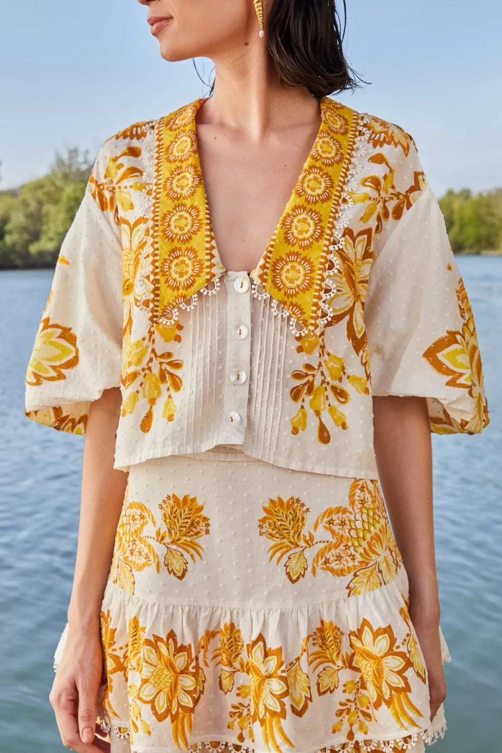 Off-White Aura Floral Blouse | FARM Rio New