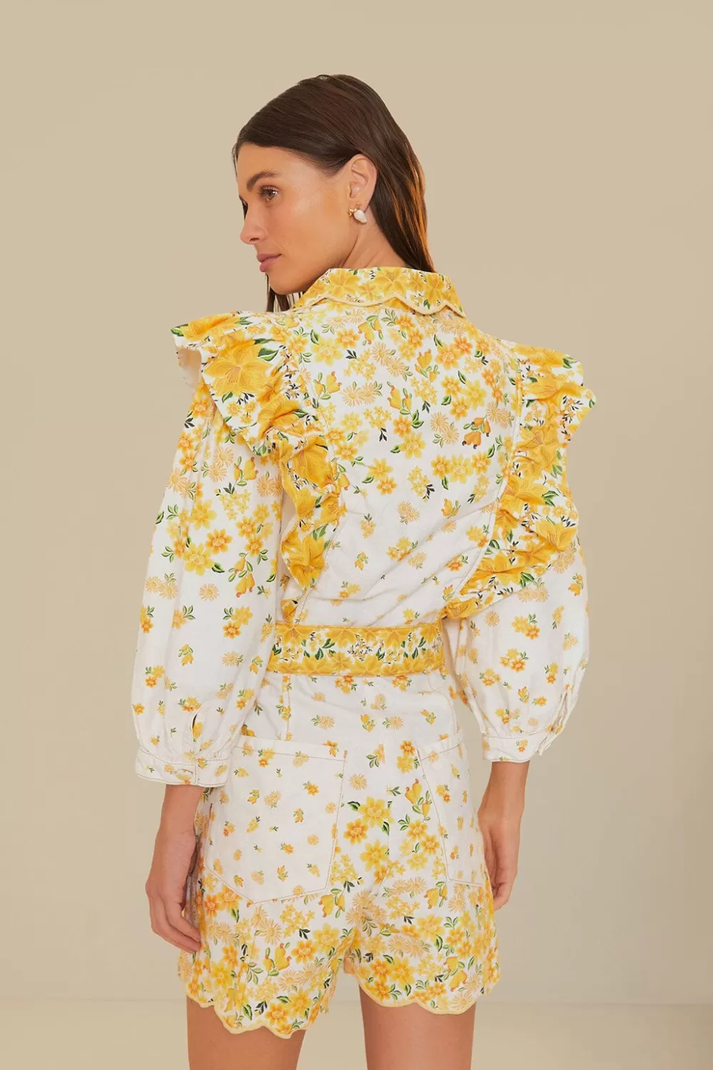 Off-White Azaleia Lapel Romper | FARM Rio Clearance