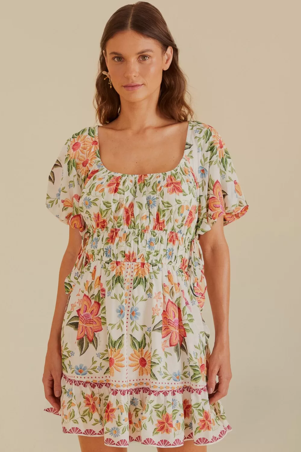 Off-White Bloom Garden Euroflax™Premium Linen Mini Dress | FARM Rio Sale