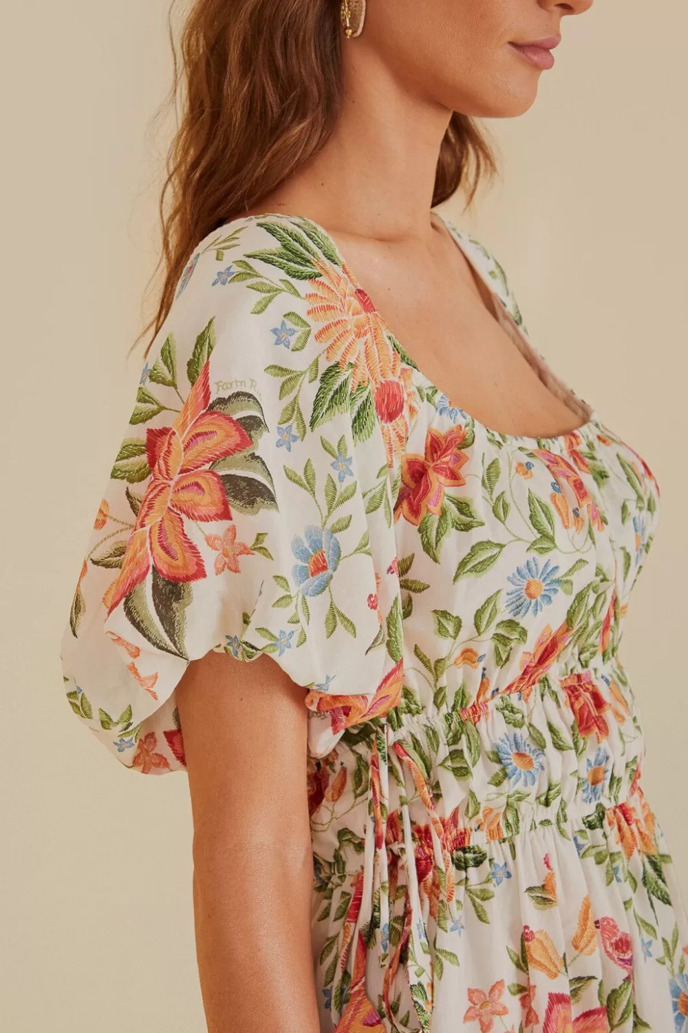 Off-White Bloom Garden Euroflax™Premium Linen Mini Dress | FARM Rio Sale