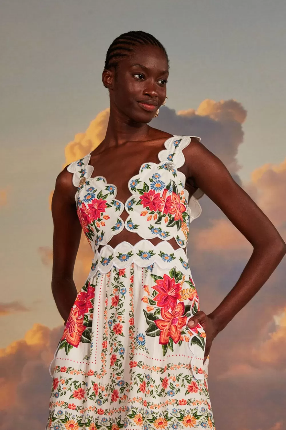 Off-White Bloom Garden Maxi Dress | FARM Rio Shop