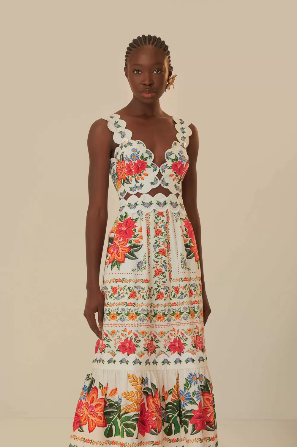 Off-White Bloom Garden Maxi Dress | FARM Rio Shop