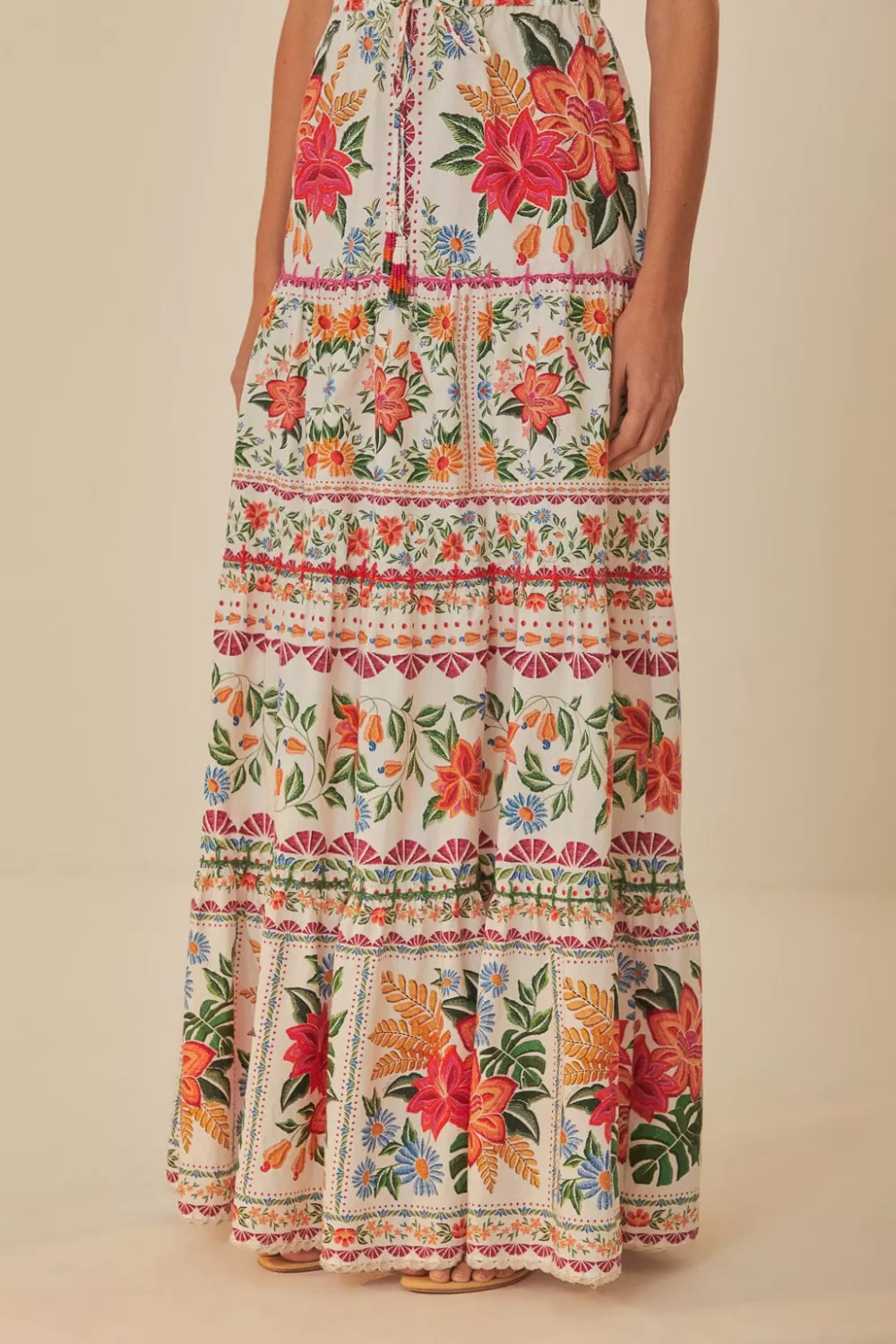 Off-White Bloom Garden Maxi Skirt | FARM Rio Shop