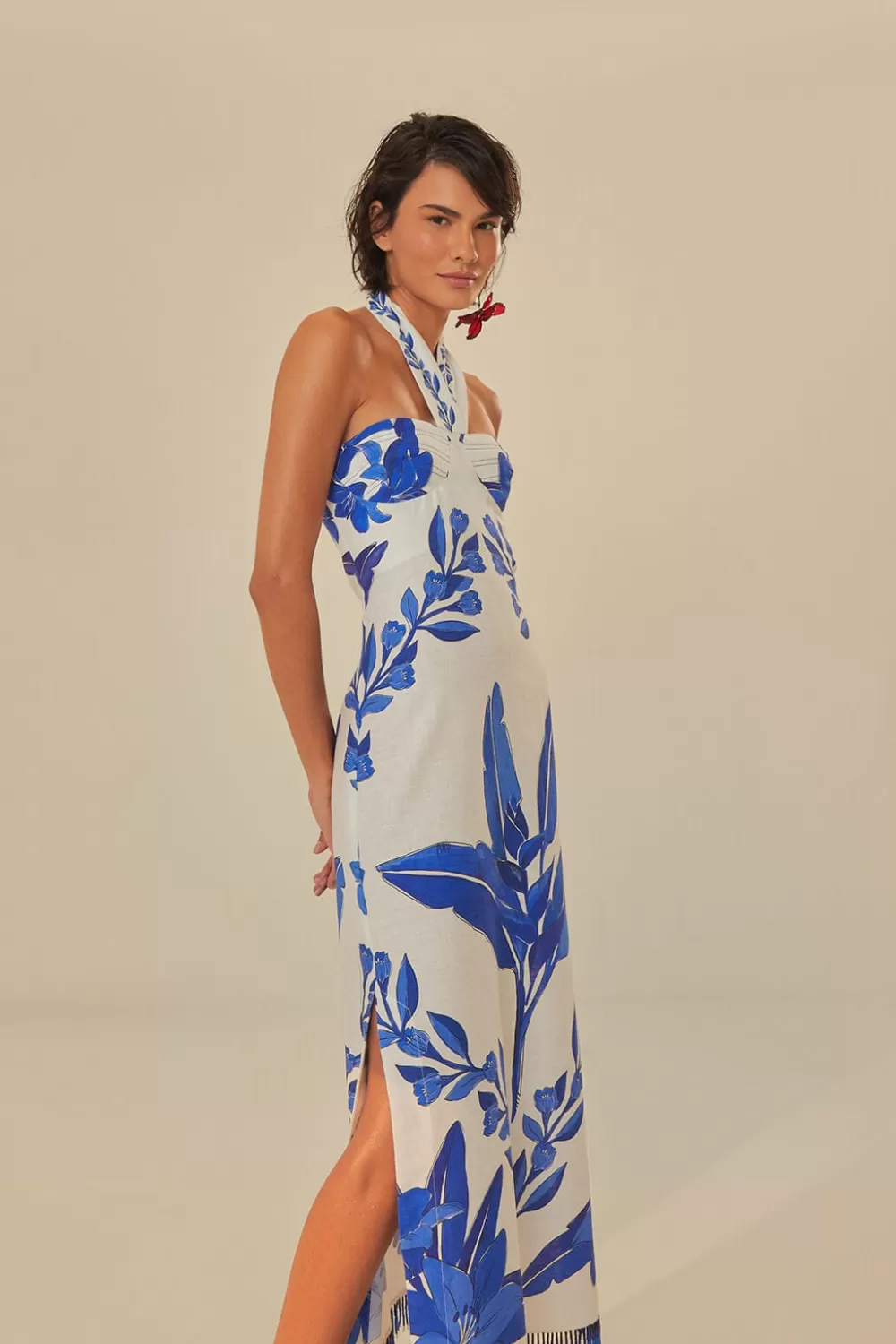 Off-White Blue Yard Sleeveless Maxi Dress | FARM Rio Outlet