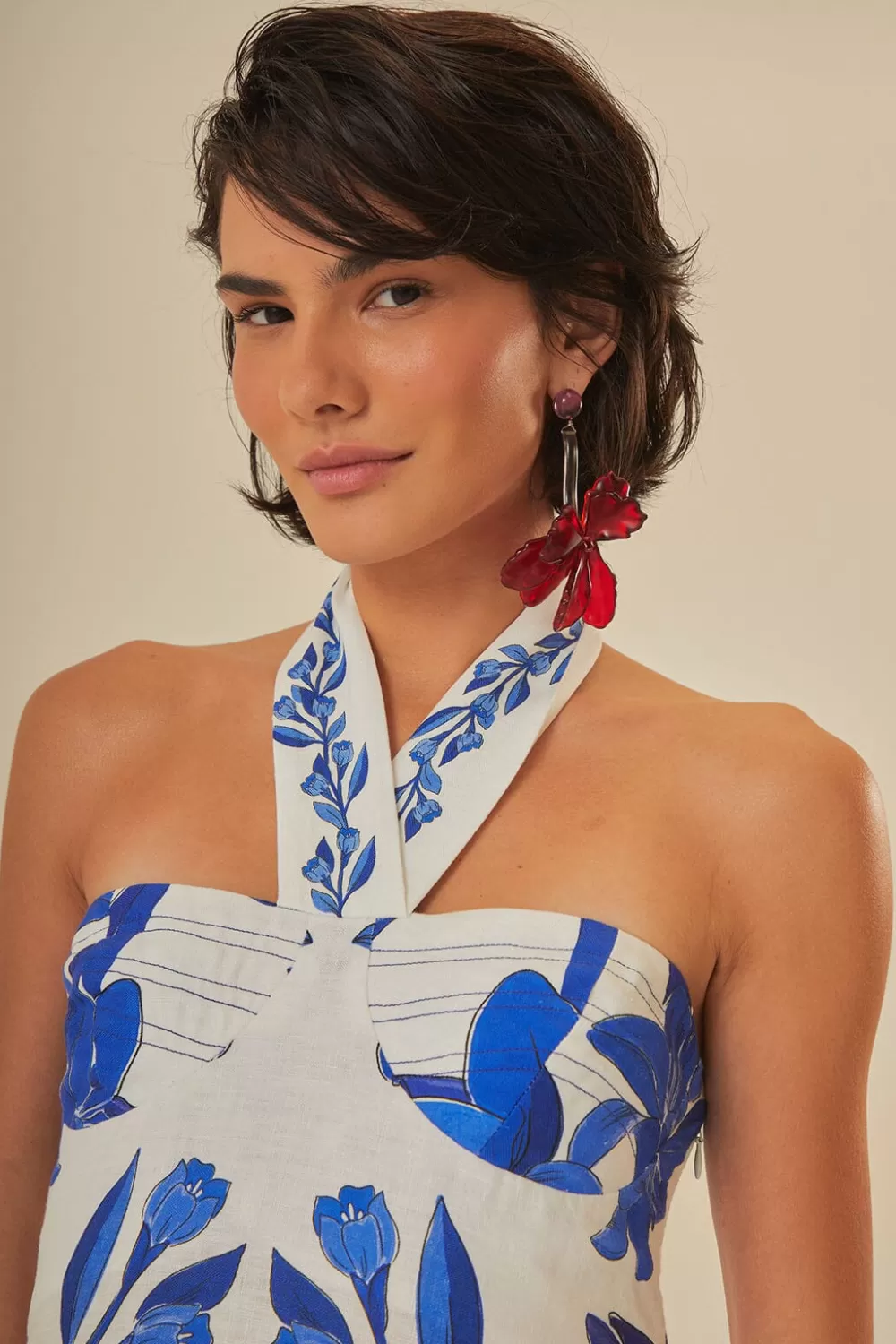 Off-White Blue Yard Sleeveless Maxi Dress | FARM Rio Outlet