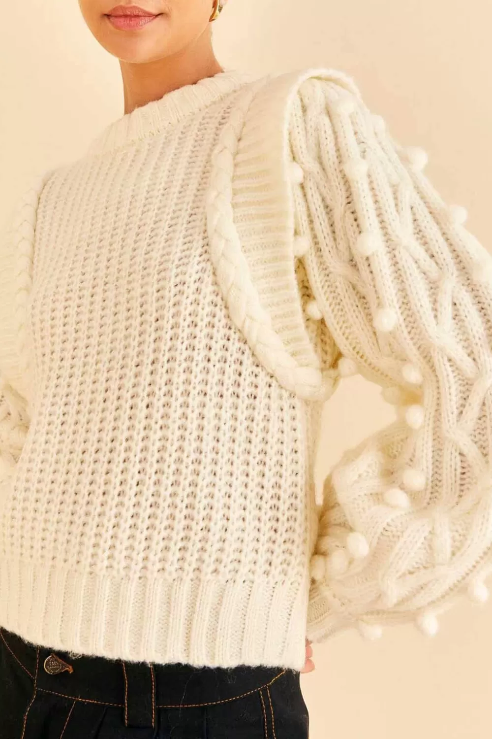 Off-White Braided Sweater | FARM Rio Cheap