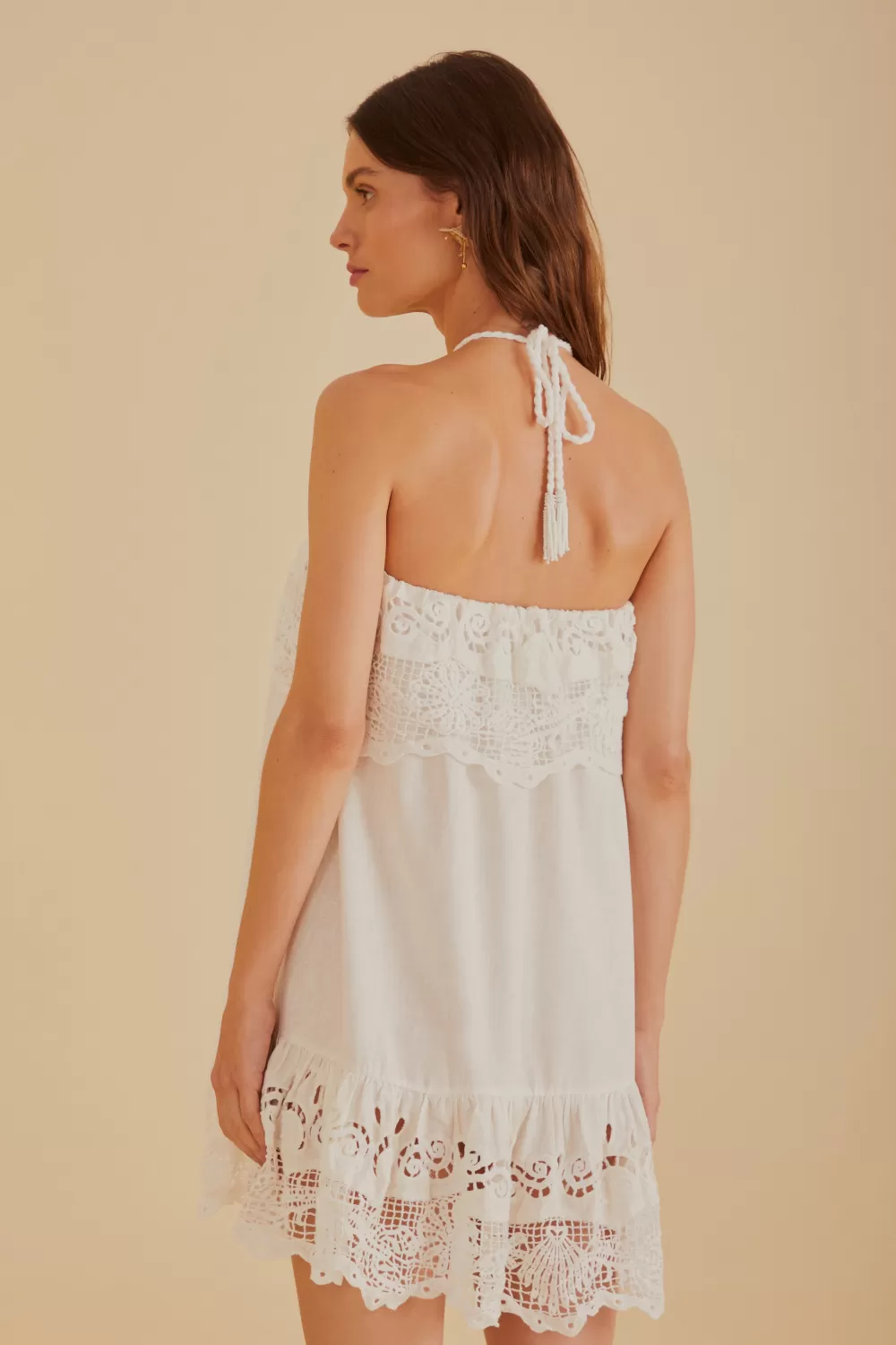 Off-White Embroidered Guipure Euroflax™ Premium Linen Mini Dress | FARM Rio Cheap