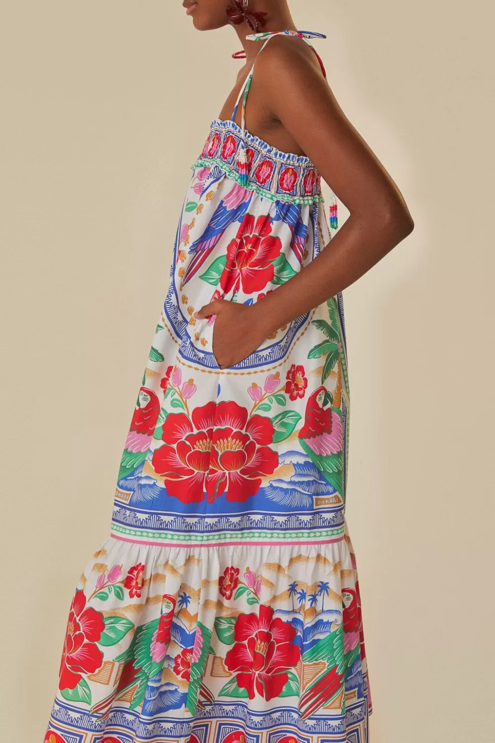 Off-White Flowers Beach Maxi Dress | FARM Rio Hot