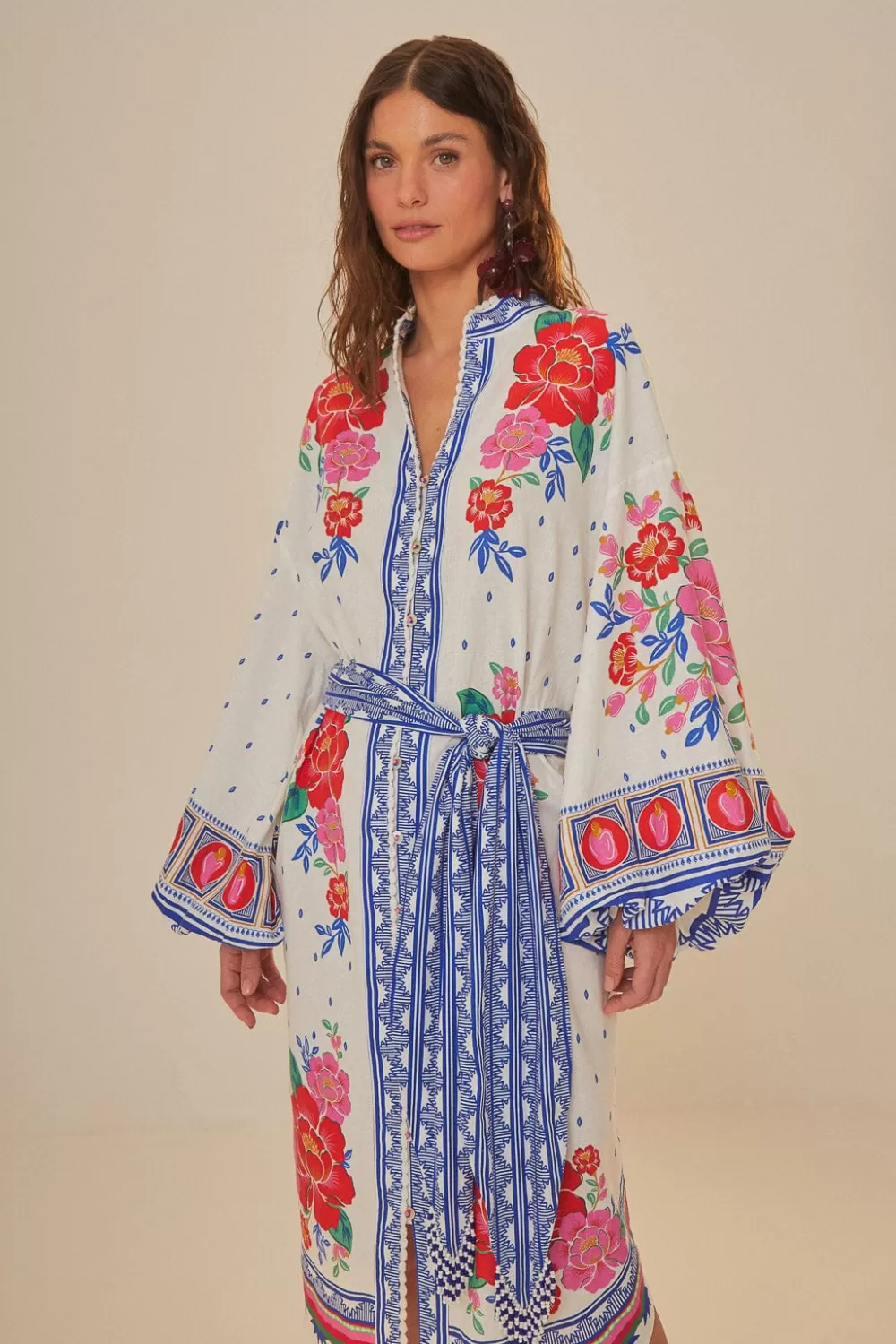 Off-White Flowers Beach Midi Dress | FARM Rio Discount