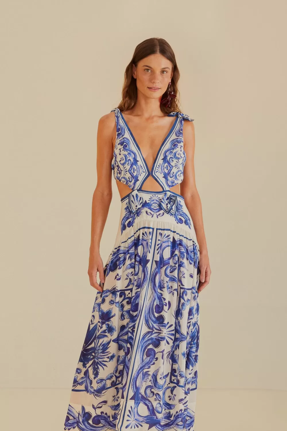 Off-White Garden Tiles Maxi Dress | FARM Rio Best Sale
