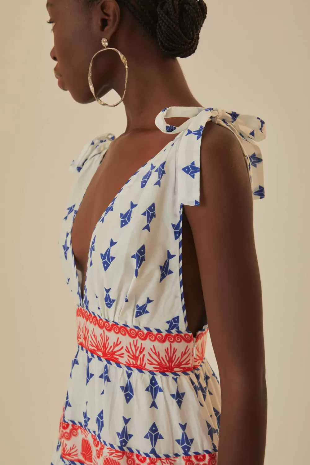 Off-White Graphic Fishes Mini Dress | FARM Rio Store