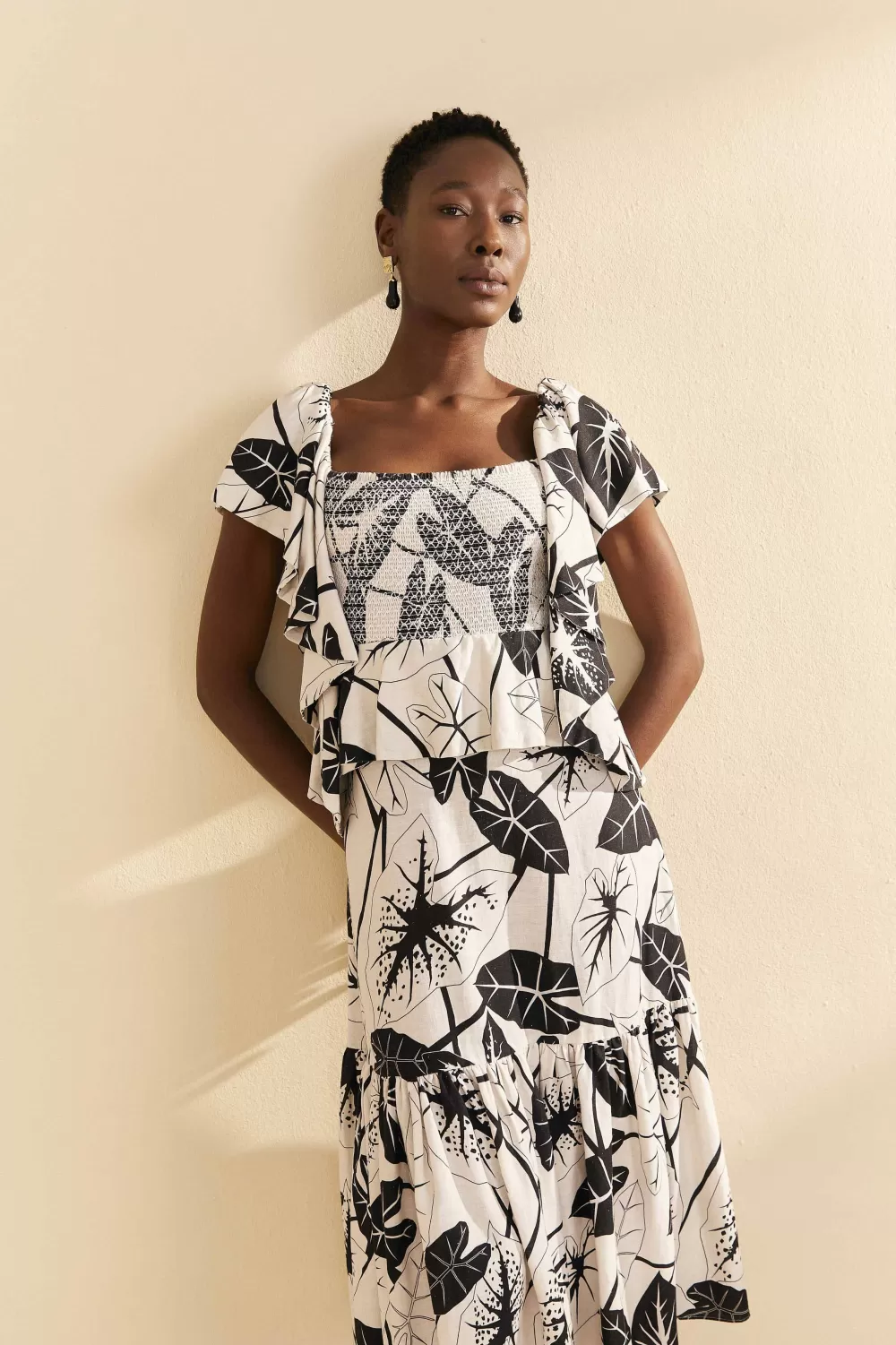 Off-White Graphic Leaves Midi Dress | FARM Rio Cheap