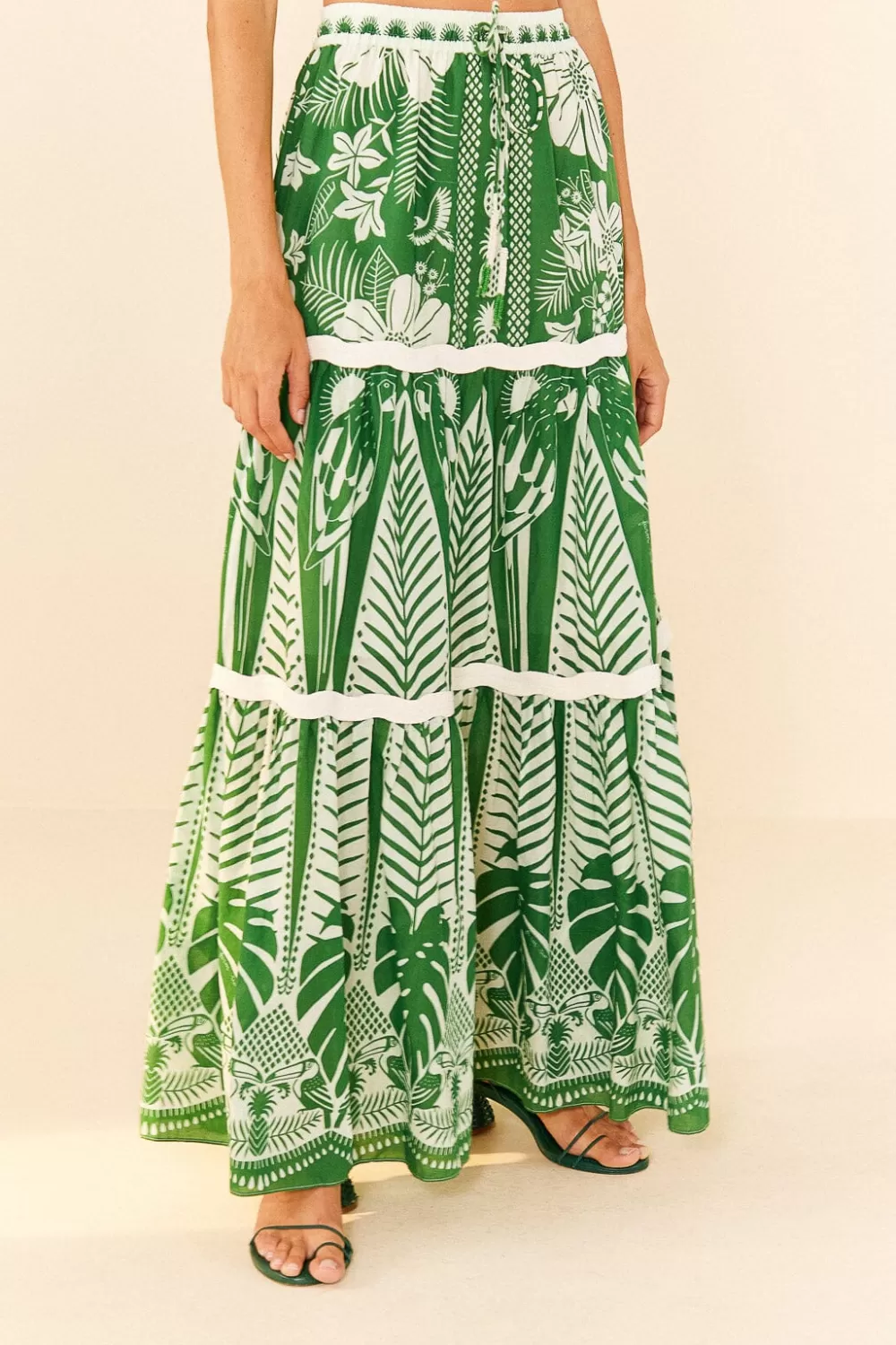 Off-White Macaw Elegance Maxi Skirt | FARM Rio Cheap
