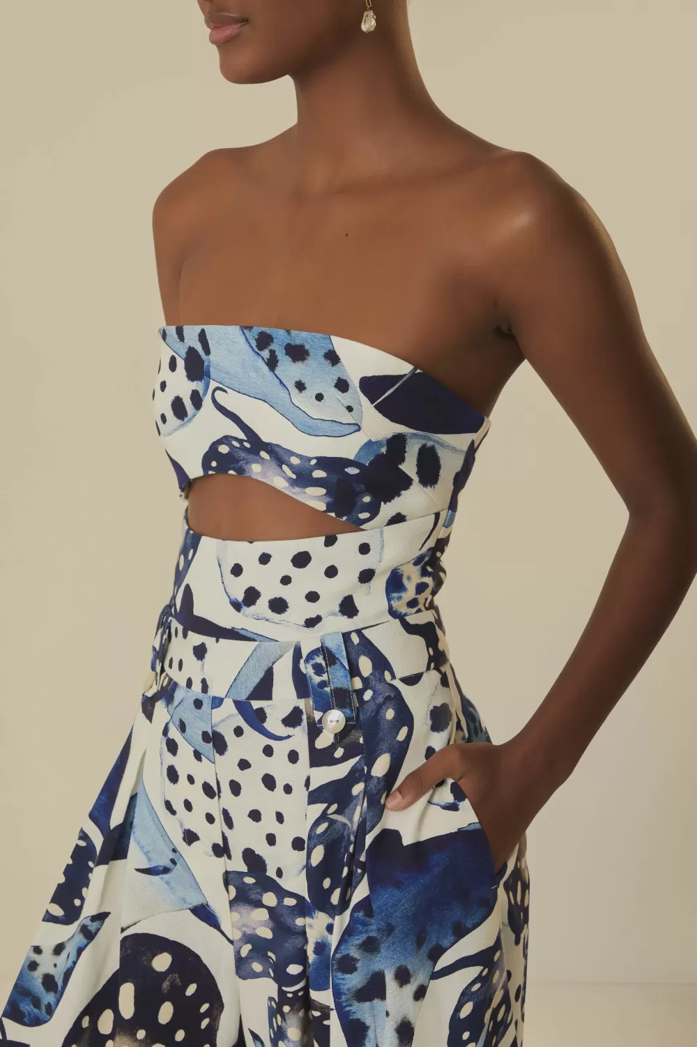 Off-White Mantas Strapless Maxi Jumpsuit | FARM Rio Cheap
