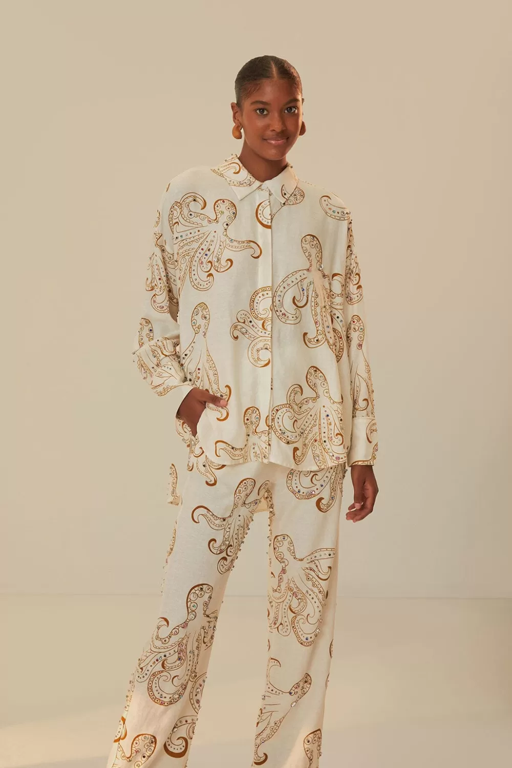 Off-White Octopus Fun Euroflax™ Premium Linen Pants | FARM Rio Store
