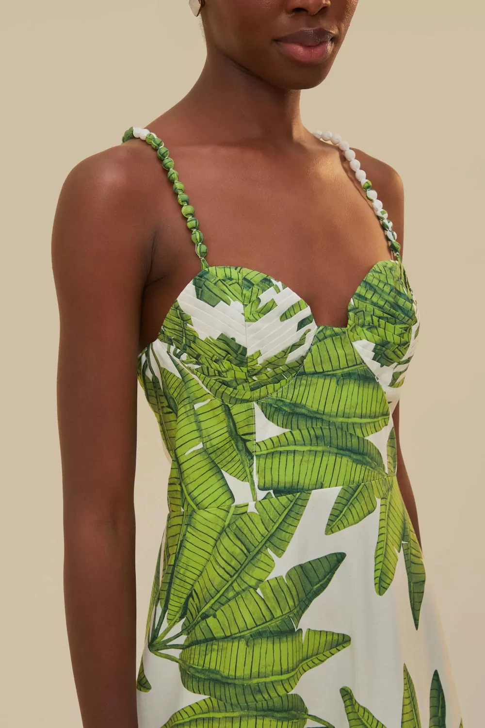 Off-White Palm Fan Midi Dress | FARM Rio Online