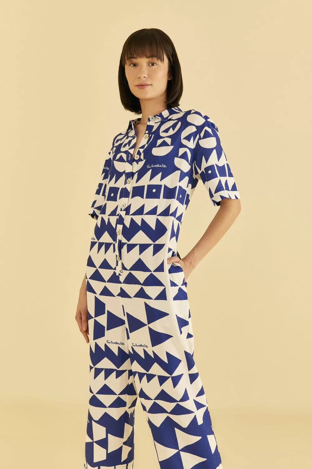 Off-White Pitta Tiles Jumpsuit | FARM Rio Store