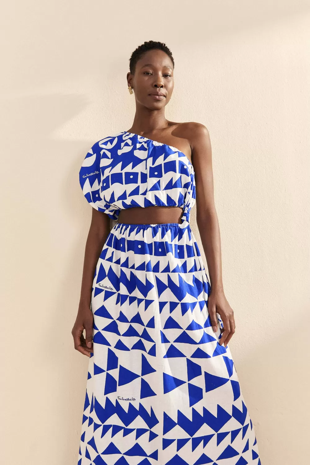 Off-White Pitta Tiles One-Shoulder Maxi Dress | FARM Rio Discount