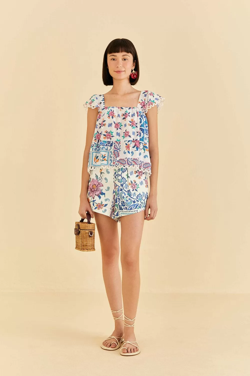 Off-White Romantic Bandanas Blouse | FARM Rio Hot