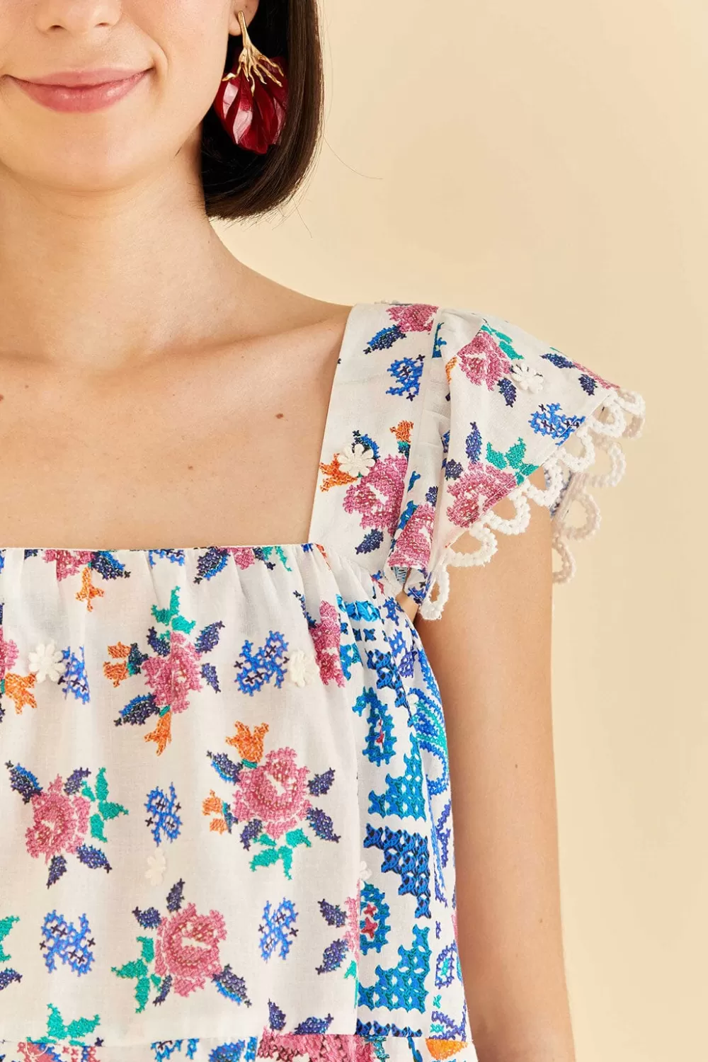 Off-White Romantic Bandanas Blouse | FARM Rio Hot