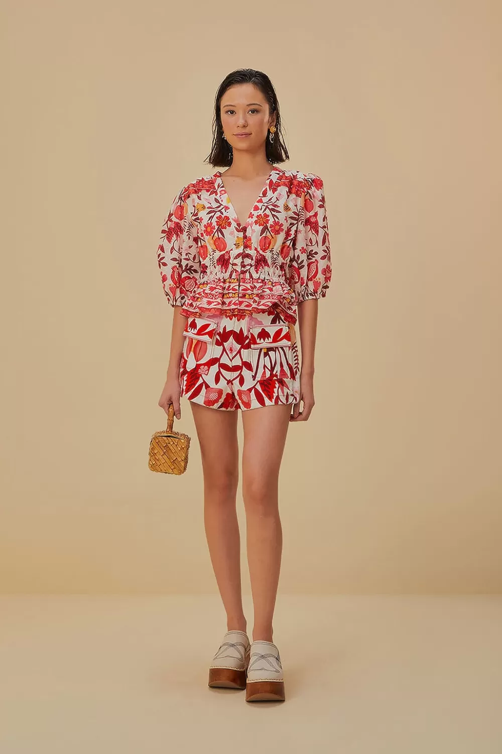 Off-White Romantic Orchard Crop Blouse | FARM Rio Best Sale
