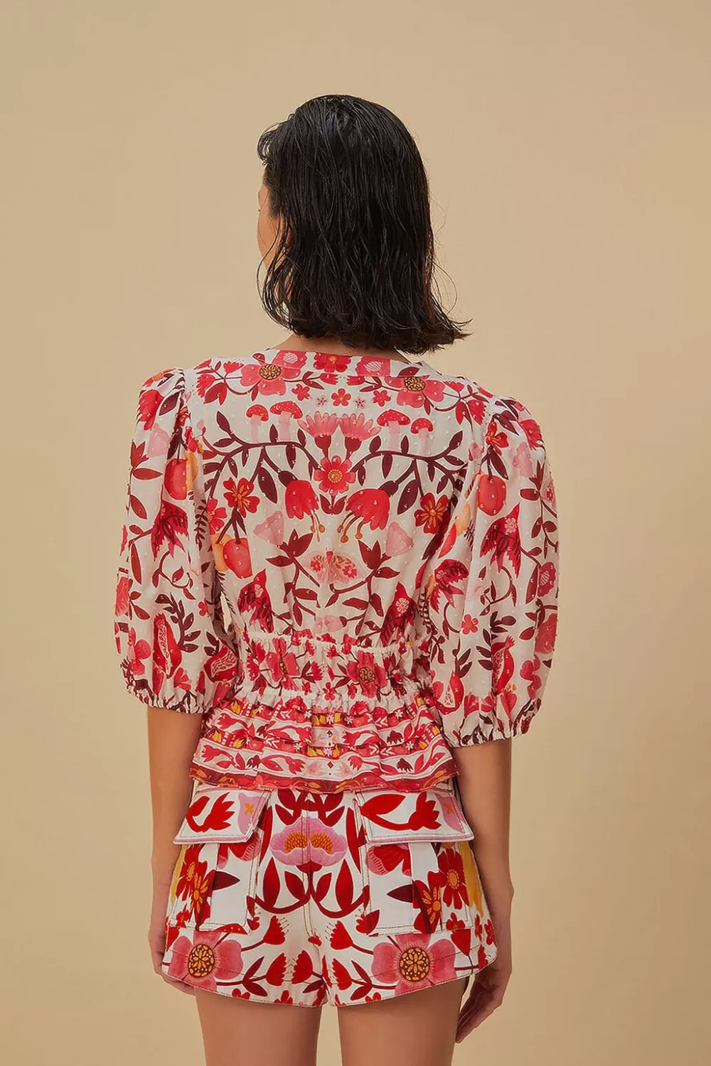 Off-White Romantic Orchard Crop Blouse | FARM Rio Best Sale