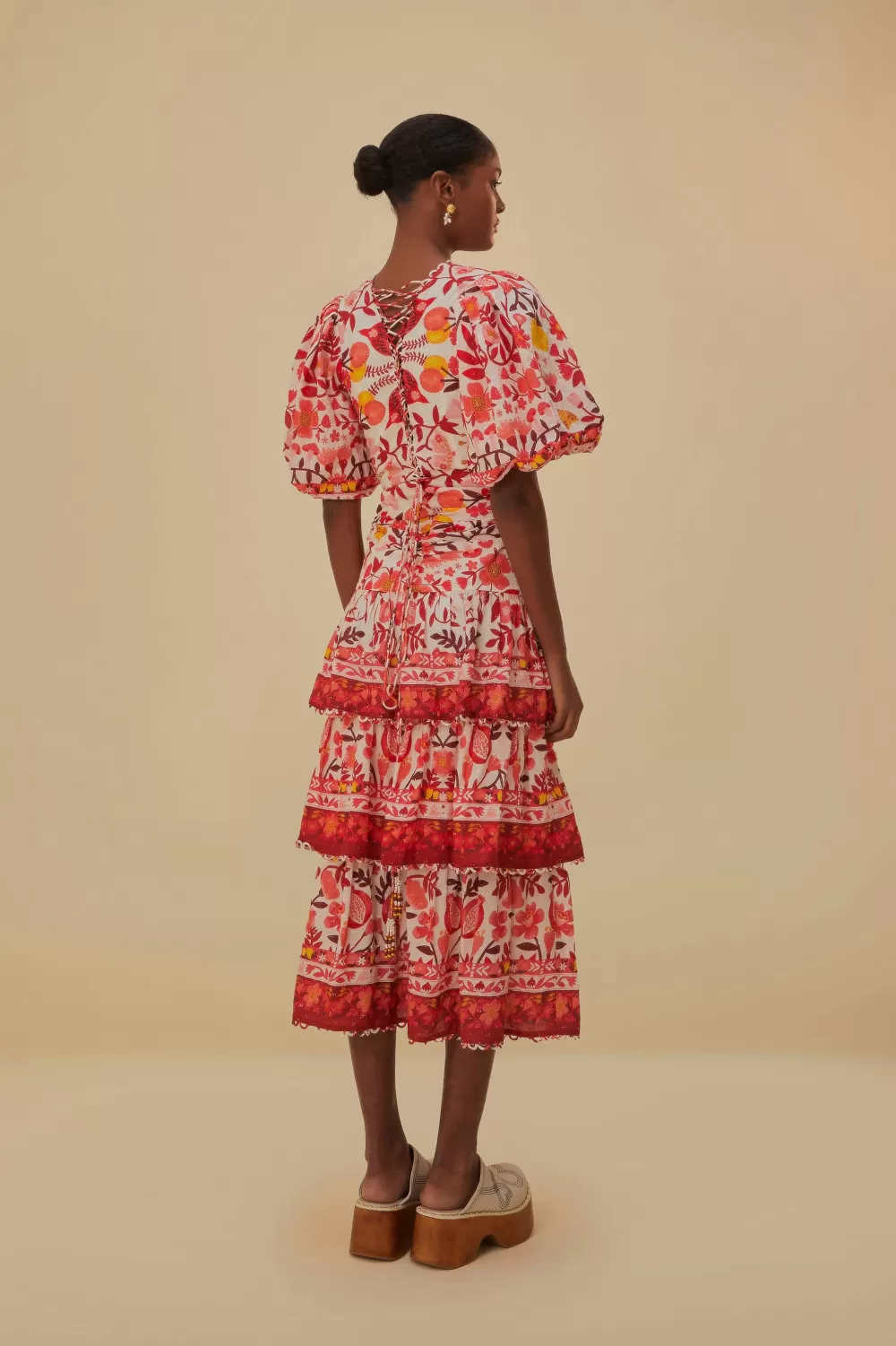 Off-White Romantic Orchard Short Sleeve Midi Dress | FARM Rio Cheap