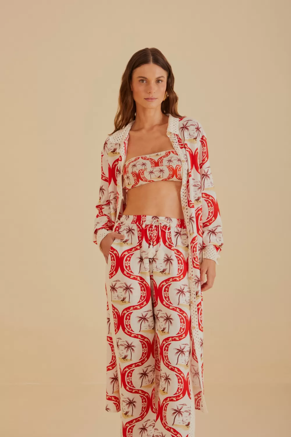 Off-White Summer Beach LENZING™ ECOVERO™ Euroflax™ Pants | FARM Rio Discount