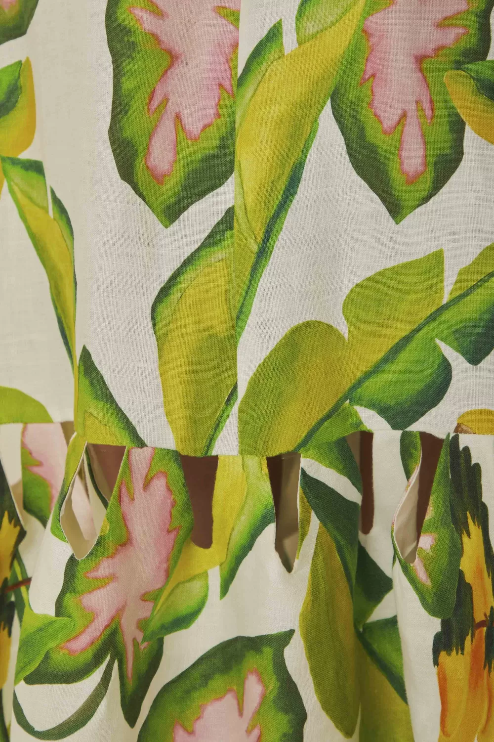 Off-White Summer Foliage Euroflax™ Premium Linen Midi Dress | FARM Rio Online