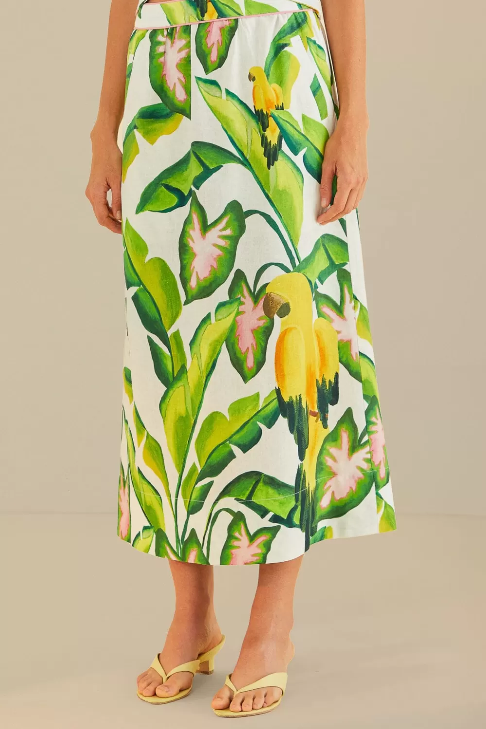 Off-White Summer Foliage Skirt | FARM Rio Fashion