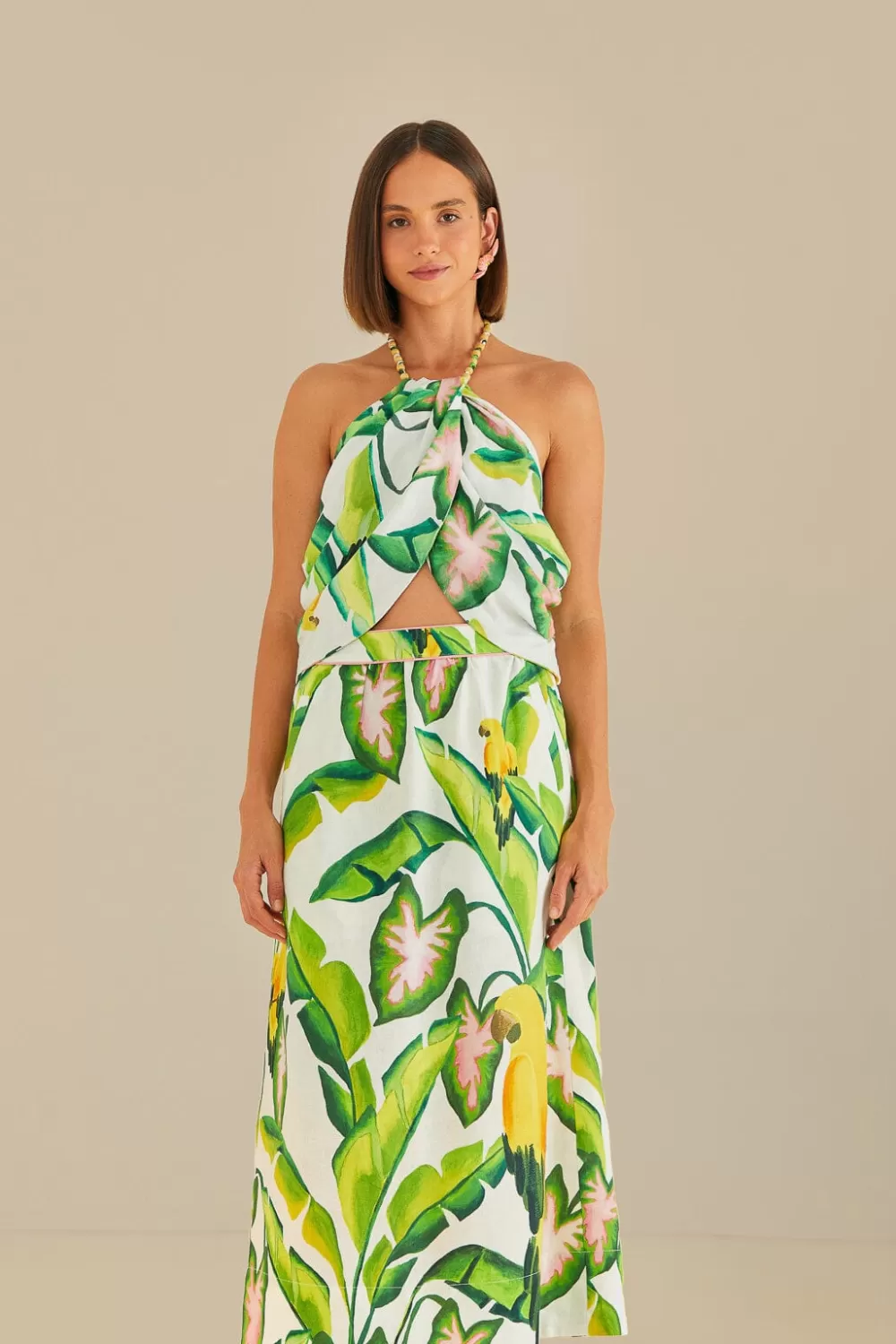 Off-White Summer Foliage Skirt | FARM Rio Fashion