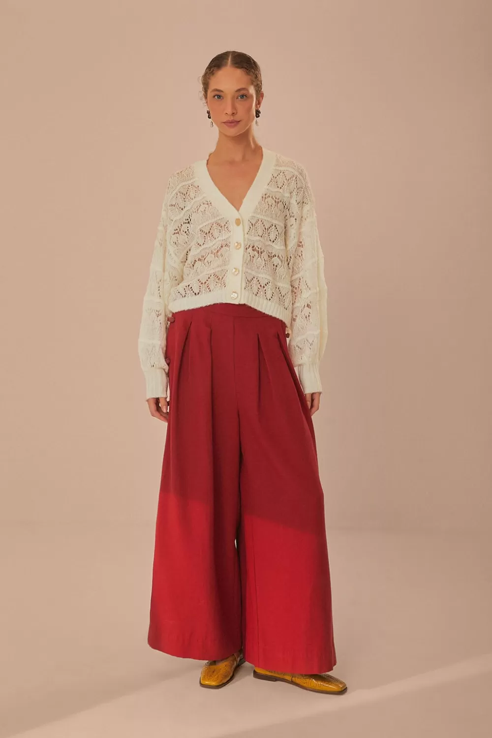 Off-White Textured Knit Cardigan | FARM Rio Online
