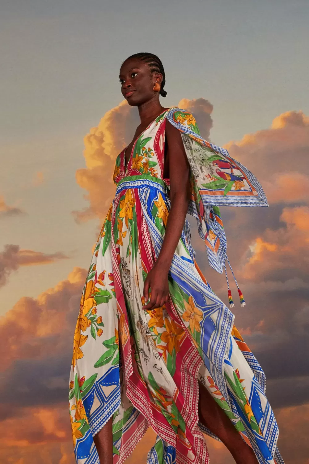 Off-White Tropical Destination Kimono Sleeve Midi Dress | FARM Rio Cheap