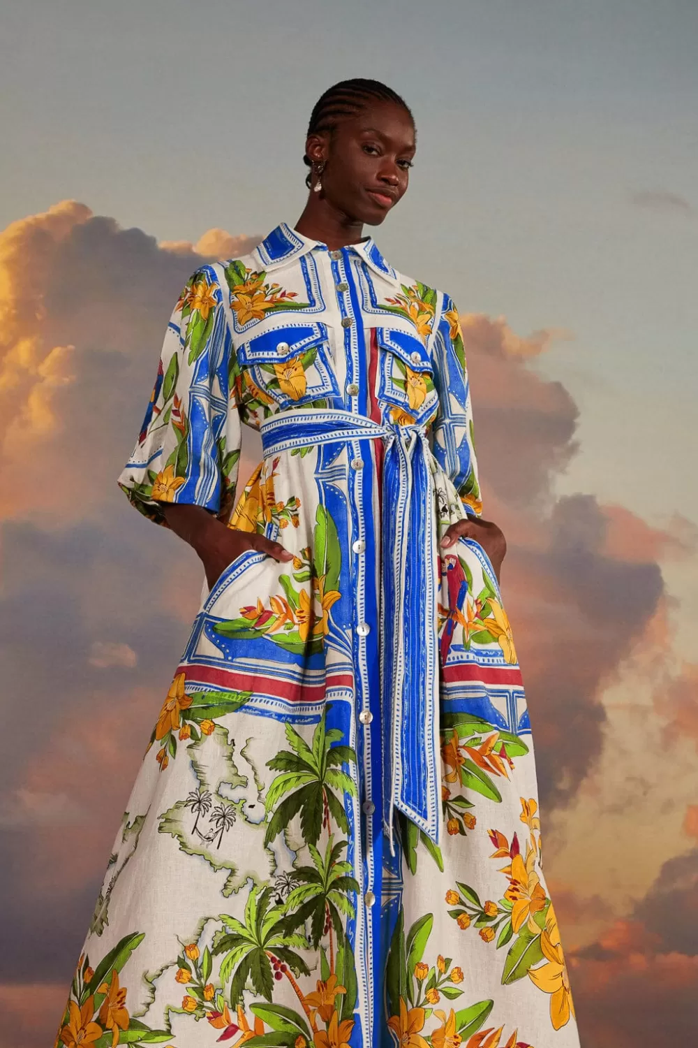 Off-White Tropical Destination Midi Dress | FARM Rio Cheap
