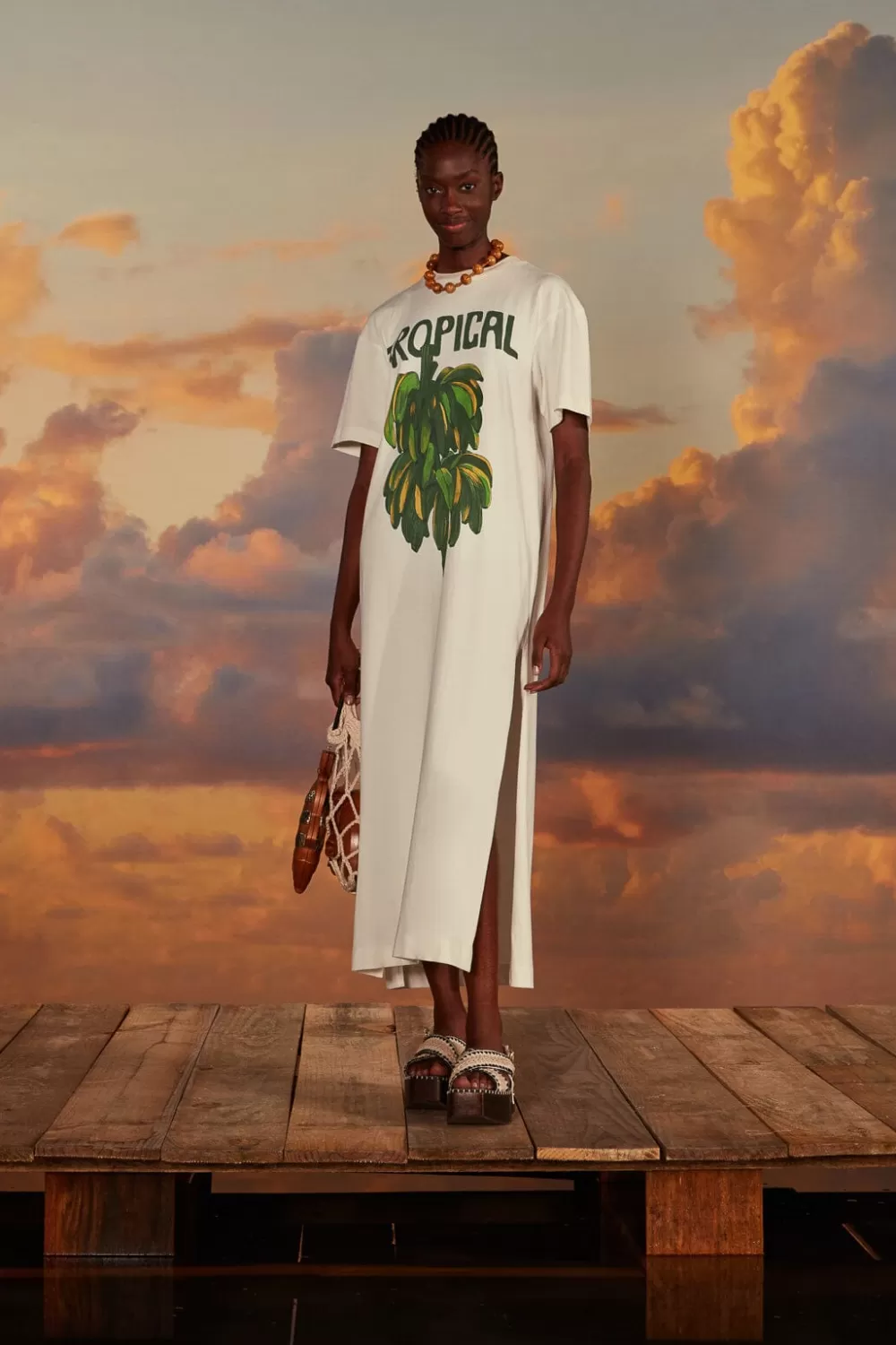 Off-White Tropical Organic Cotton T-Shirt Dress | FARM Rio Cheap