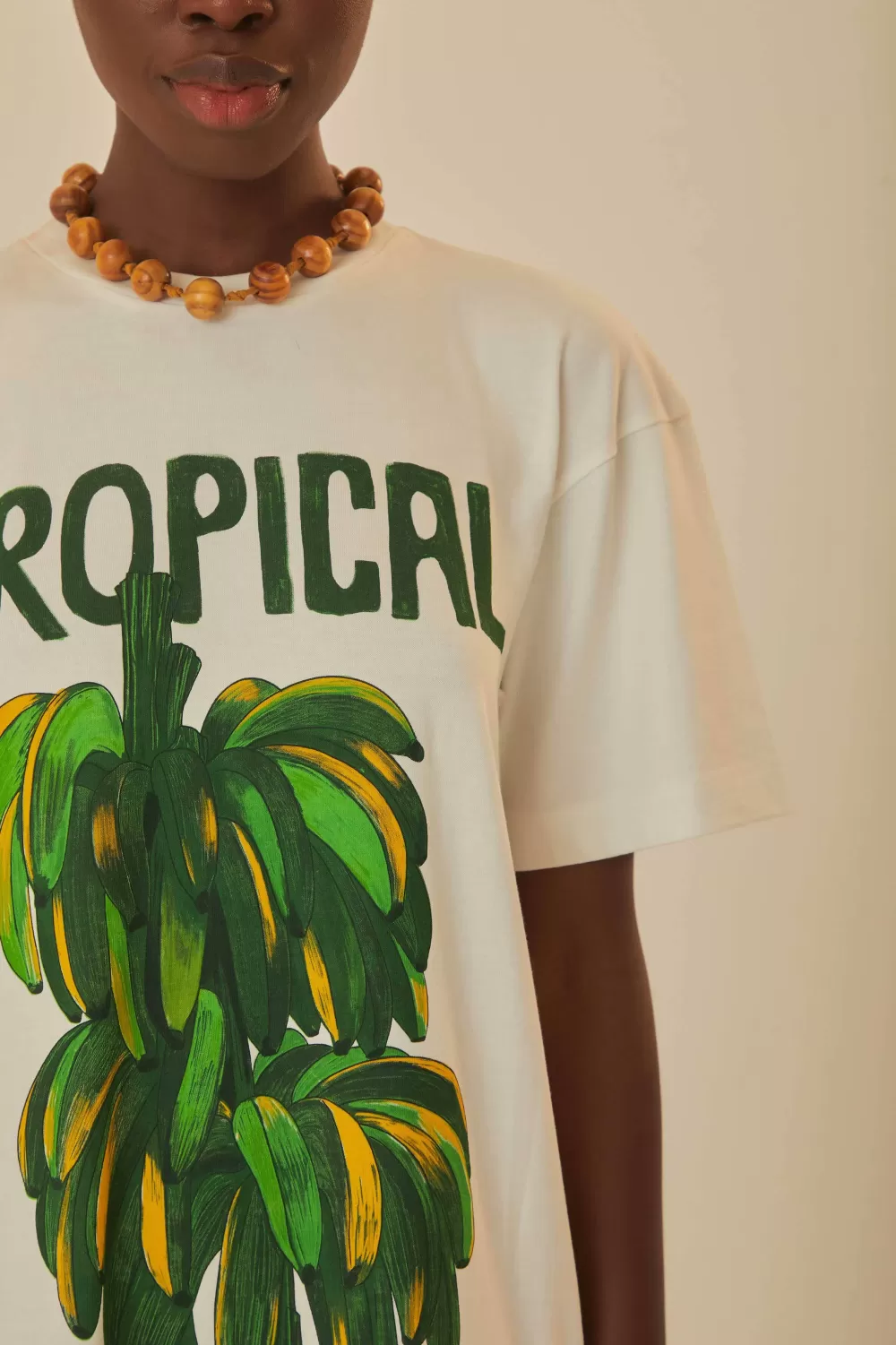 Off-White Tropical Organic Cotton T-Shirt Dress | FARM Rio Cheap