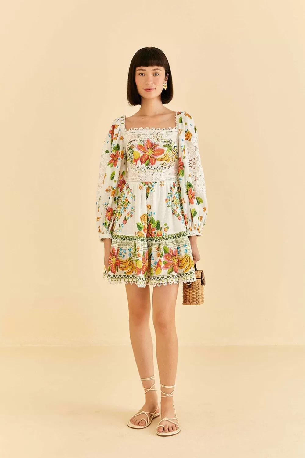 Off-White Tropical Romance Scarf Mini Dress | FARM Rio Hot