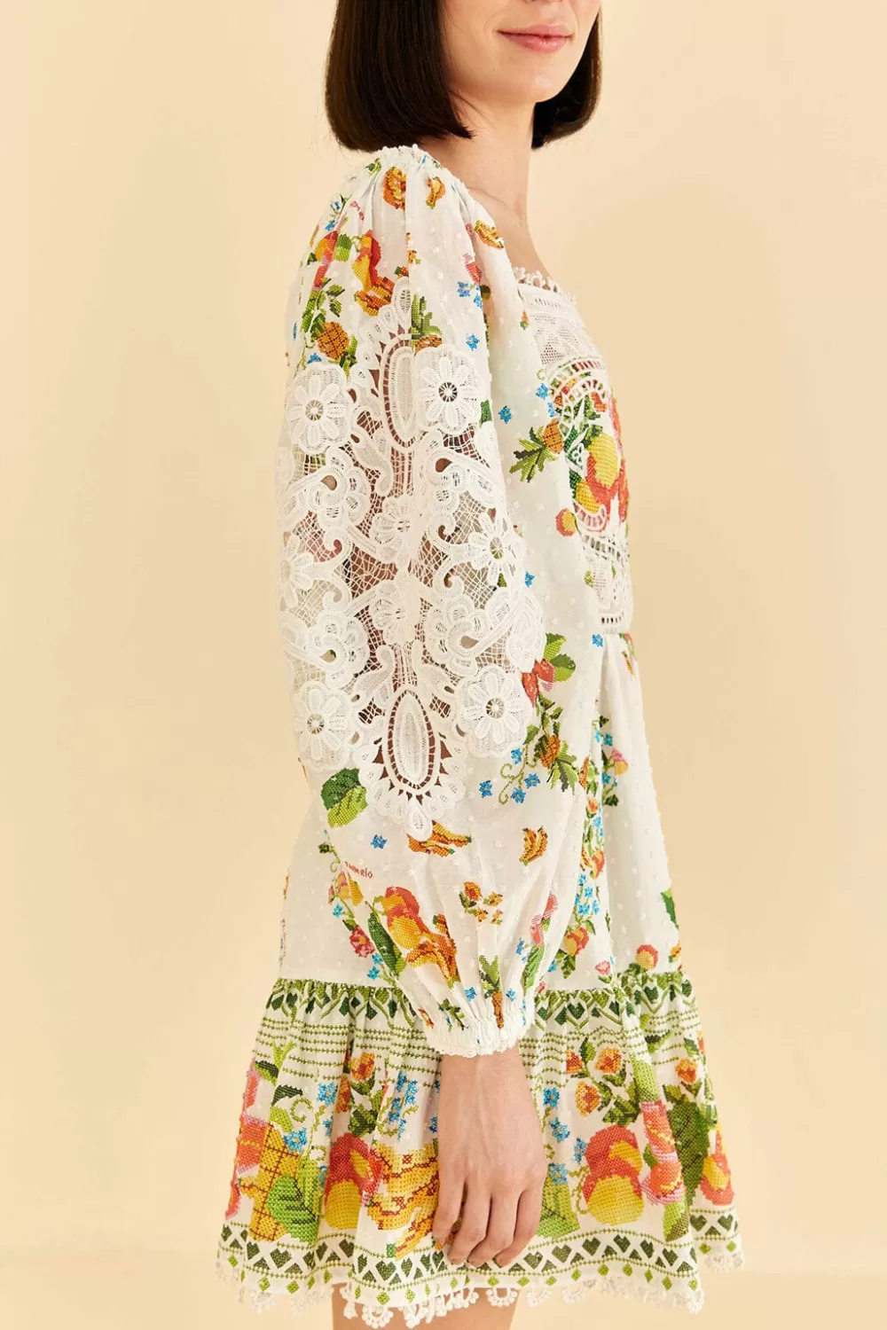 Off-White Tropical Romance Scarf Mini Dress | FARM Rio Hot