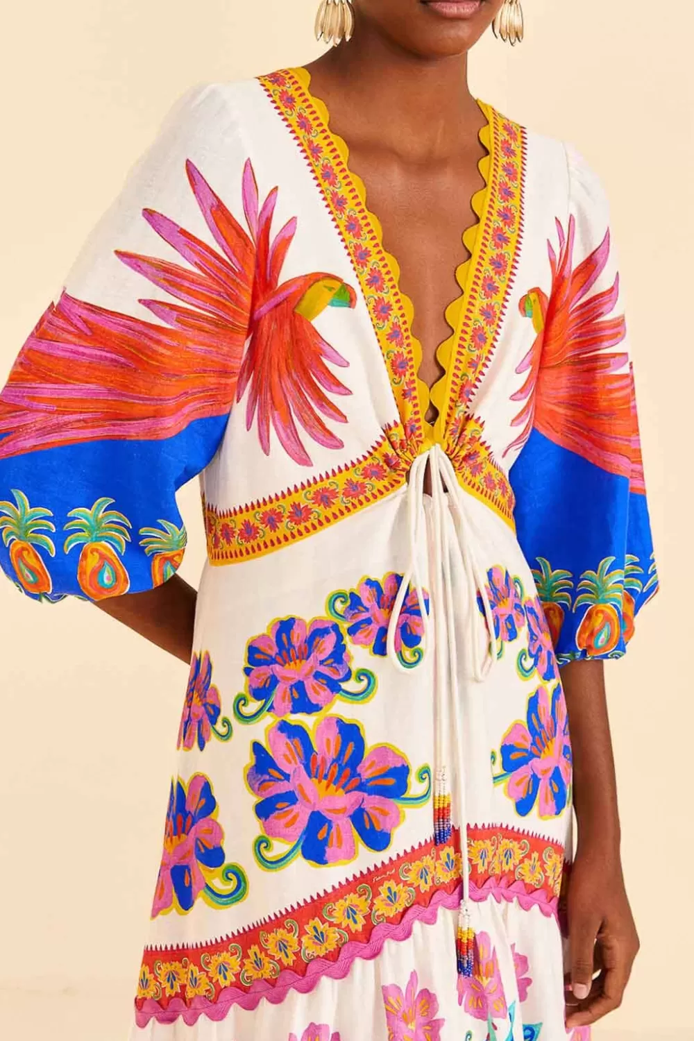 Off-White Vivid Garden Maxi Dress | FARM Rio Online