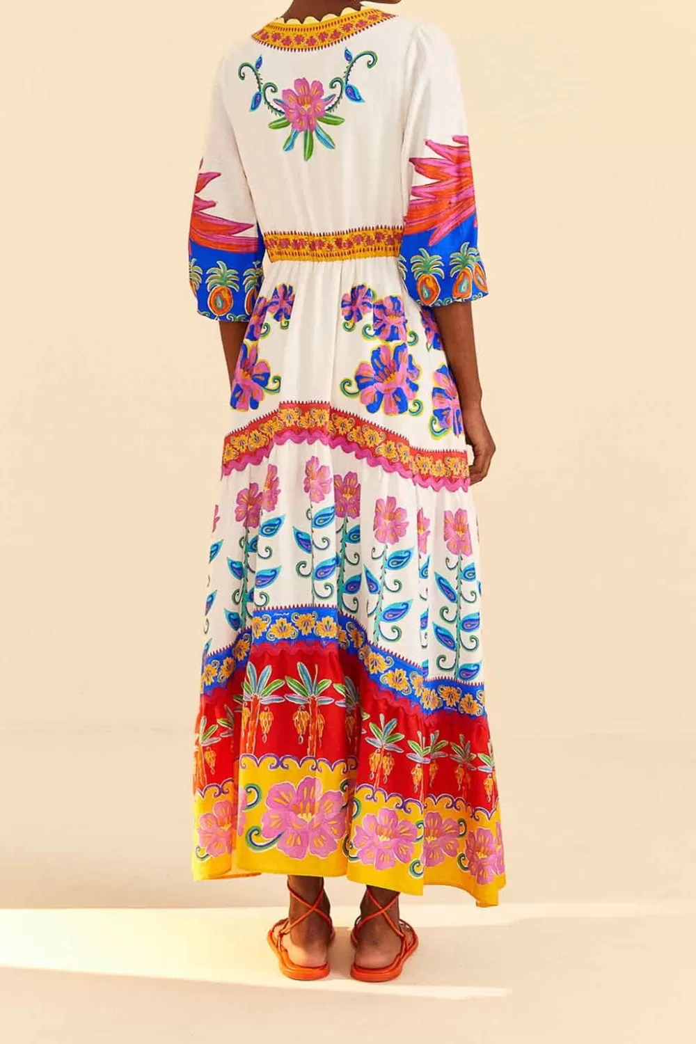 Off-White Vivid Garden Maxi Dress | FARM Rio Online