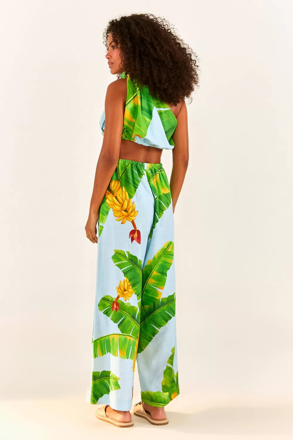 One Shoulder Top | Blue Fresh Bananas Print | FARM Rio Flash Sale