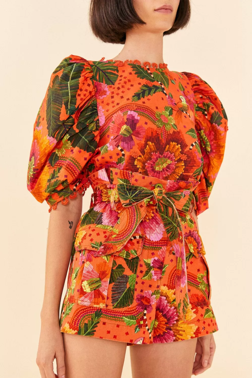 Orange Blooming Garden Shorts | FARM Rio Sale