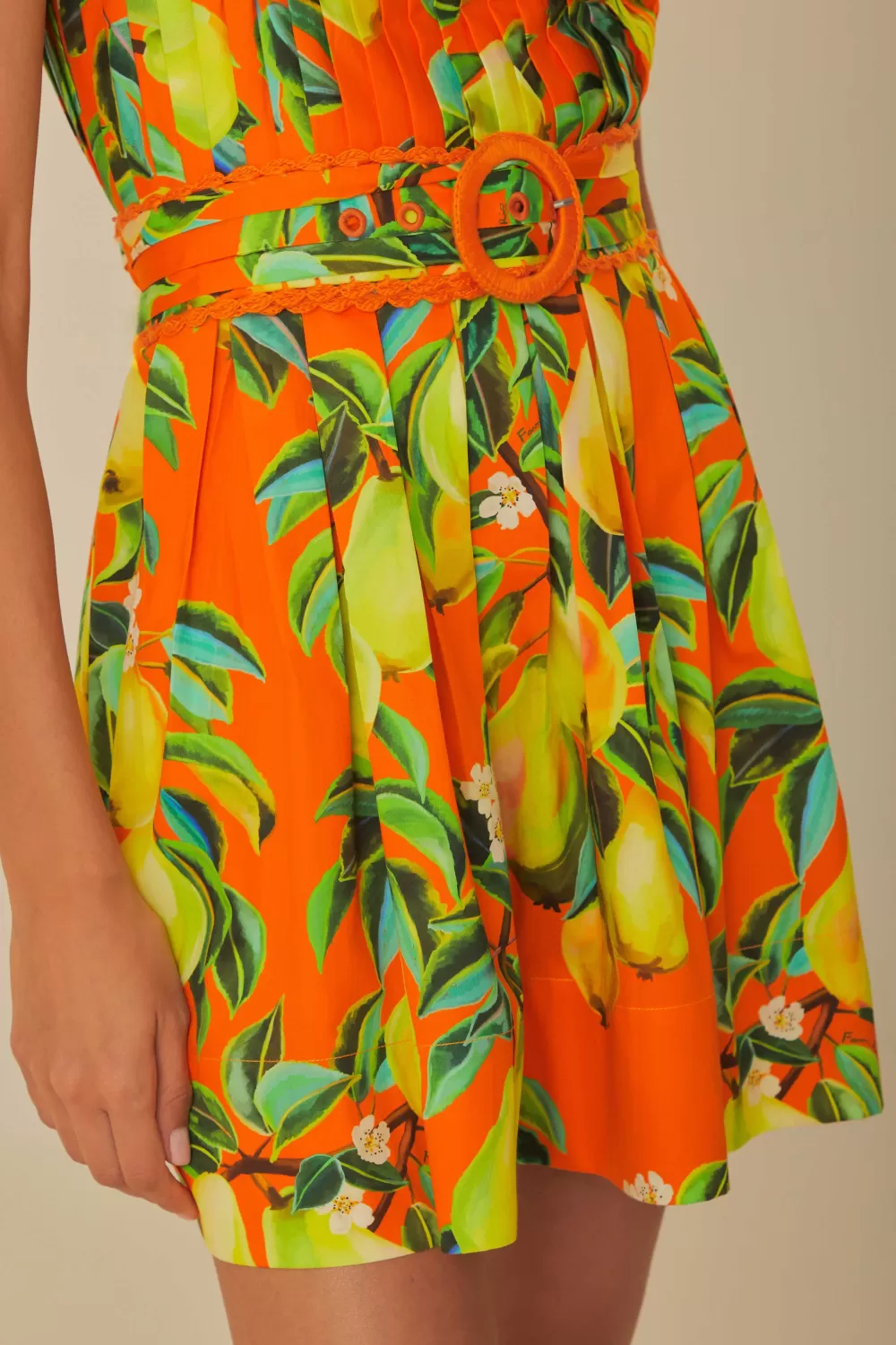 Orange Chic Pears Organic Cotton Mini Dress | FARM Rio Sale