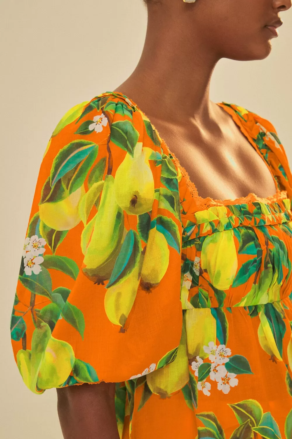 Orange Chic Pears Short Sleeve Blouse | FARM Rio Cheap