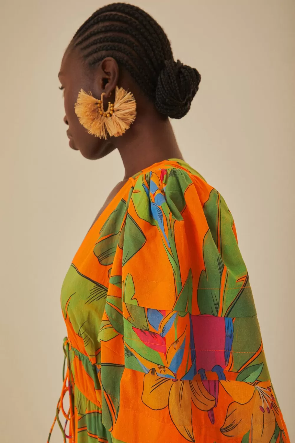 Orange Fresh Macaws Midi Dress | FARM Rio Hot