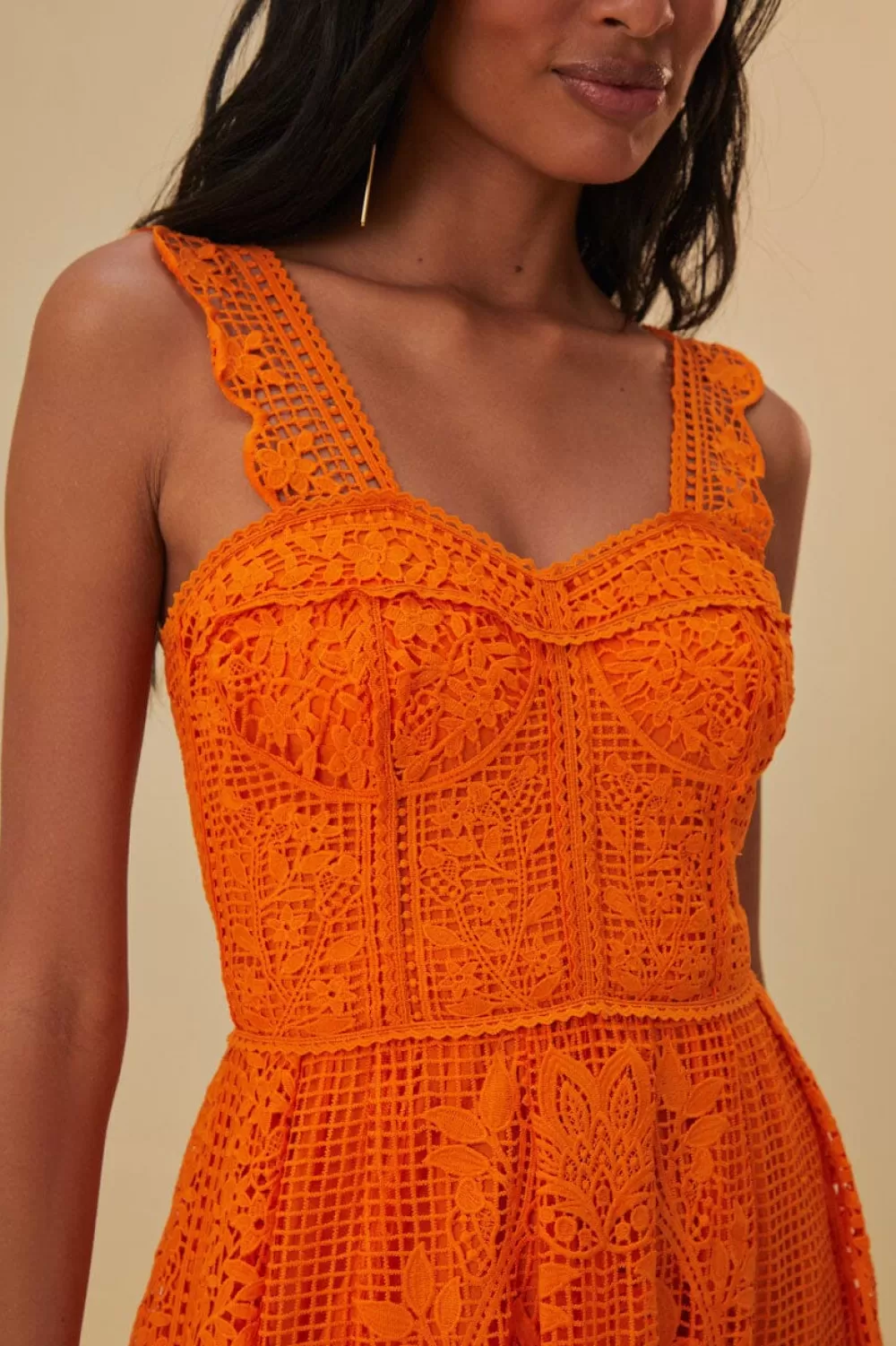 Orange Guipure Sleeveless Maxi Dress | FARM Rio Sale