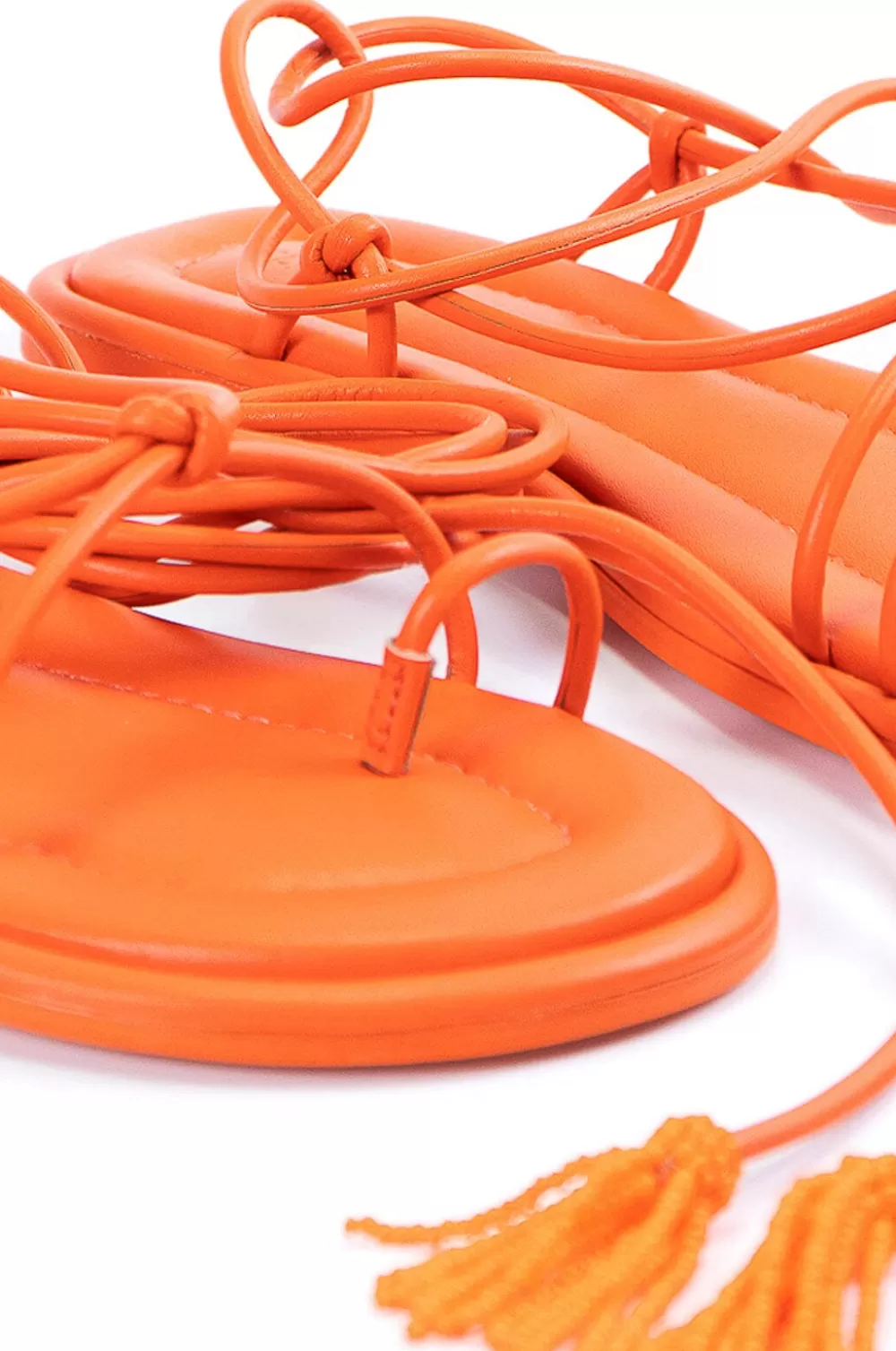 Orange Lace Up Flat Sandal | FARM Rio Shop